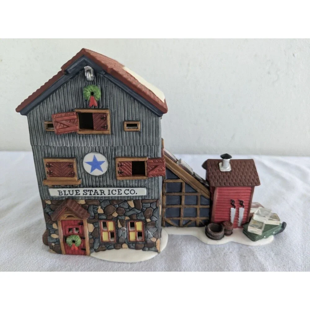 1993 Dept 56 New England Village “Blue Star Ice Co.” Box & Light 5647-2 Retired